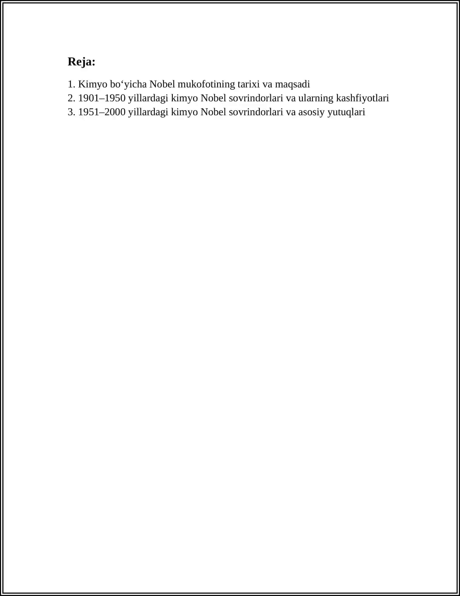 KIMYO SOHASIDAGI NOBEL MUKOFOTI SOVRINDORLARI VA YUTUQLARI 2