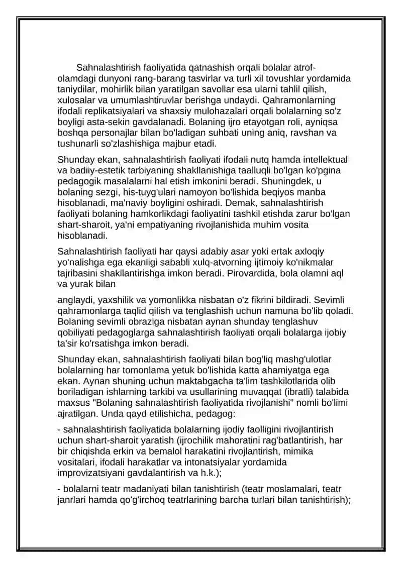 Sahnalashtirish faoliyati vositasida bolalarda ijodiy qobiliyatlarini rivojlantirish usullari 2