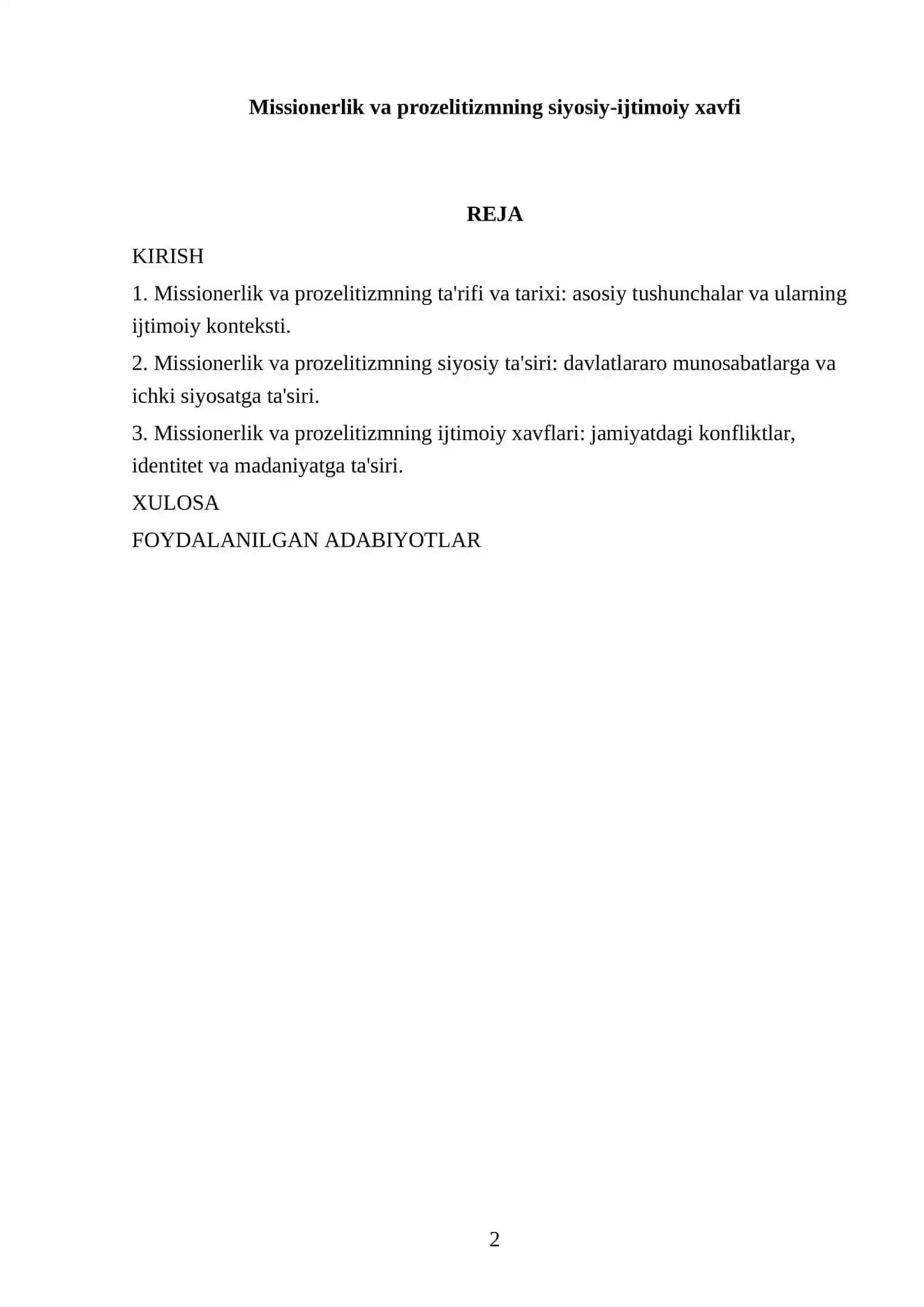 Missionerlik va prozelitizmning siyosiy-ijtimoiy xavfi 2