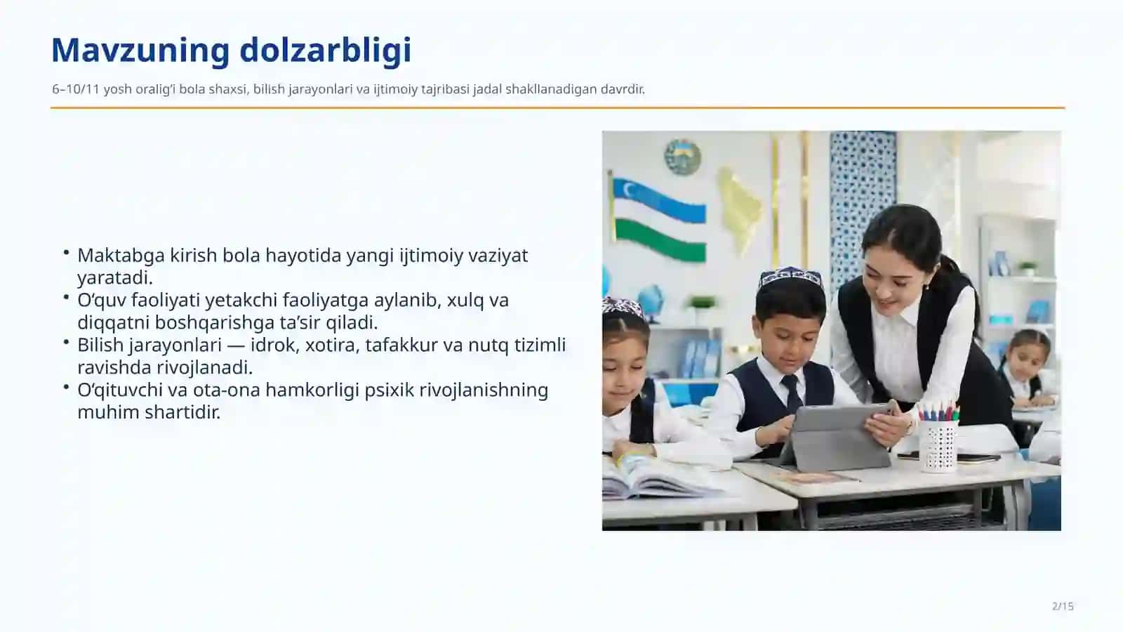 Kichik maktab yoshidagi bolalarning psixik rivojlanishi 2