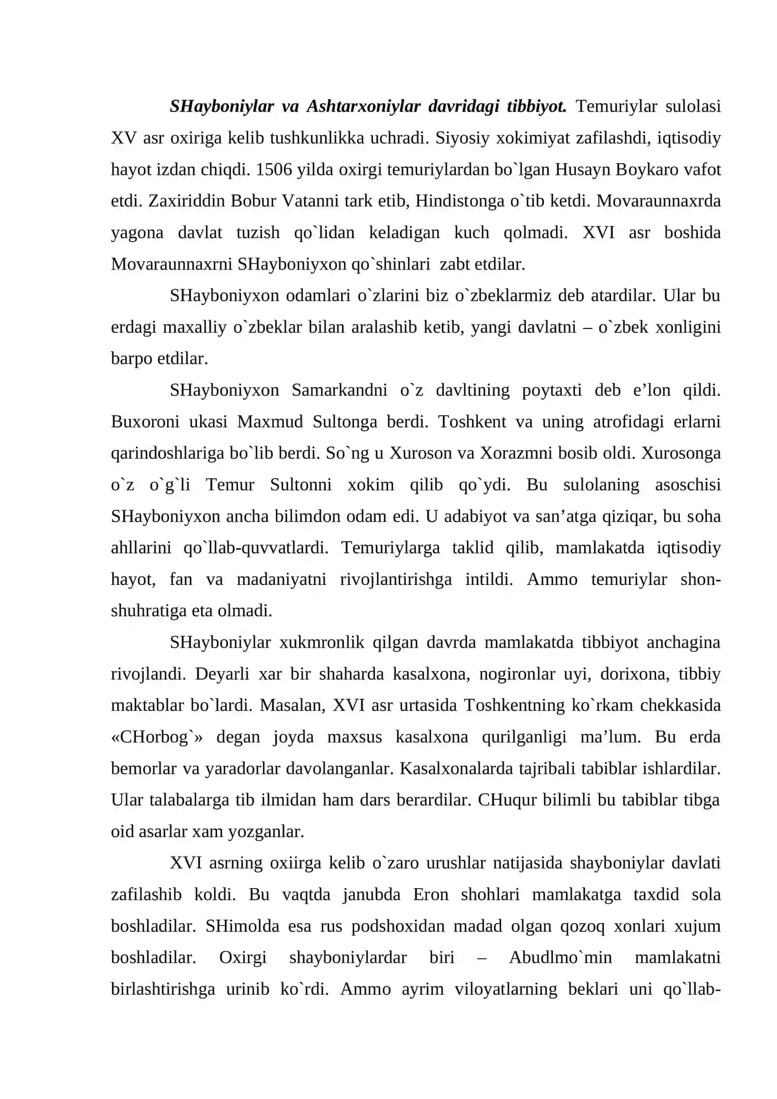 O`zbek хоnliklari davridagi tibbiyot 2