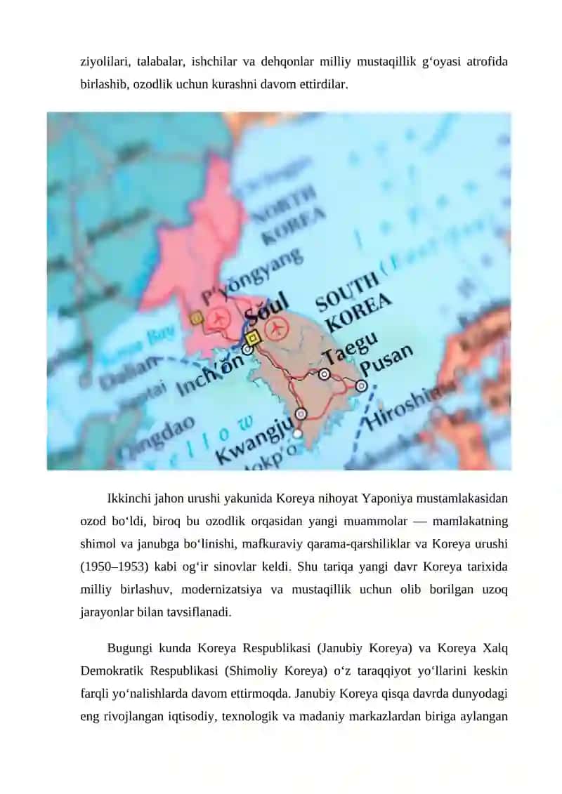 Koreya yangi davrda: tarixiy rivojlanishning asosiy voqealari va jarayonlari 2