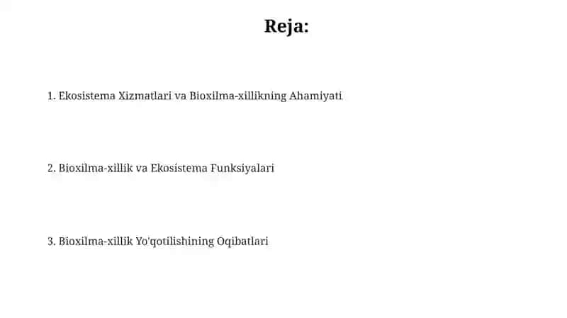 Bio xilma-xillik ekosistemalarning funksiyalari 2