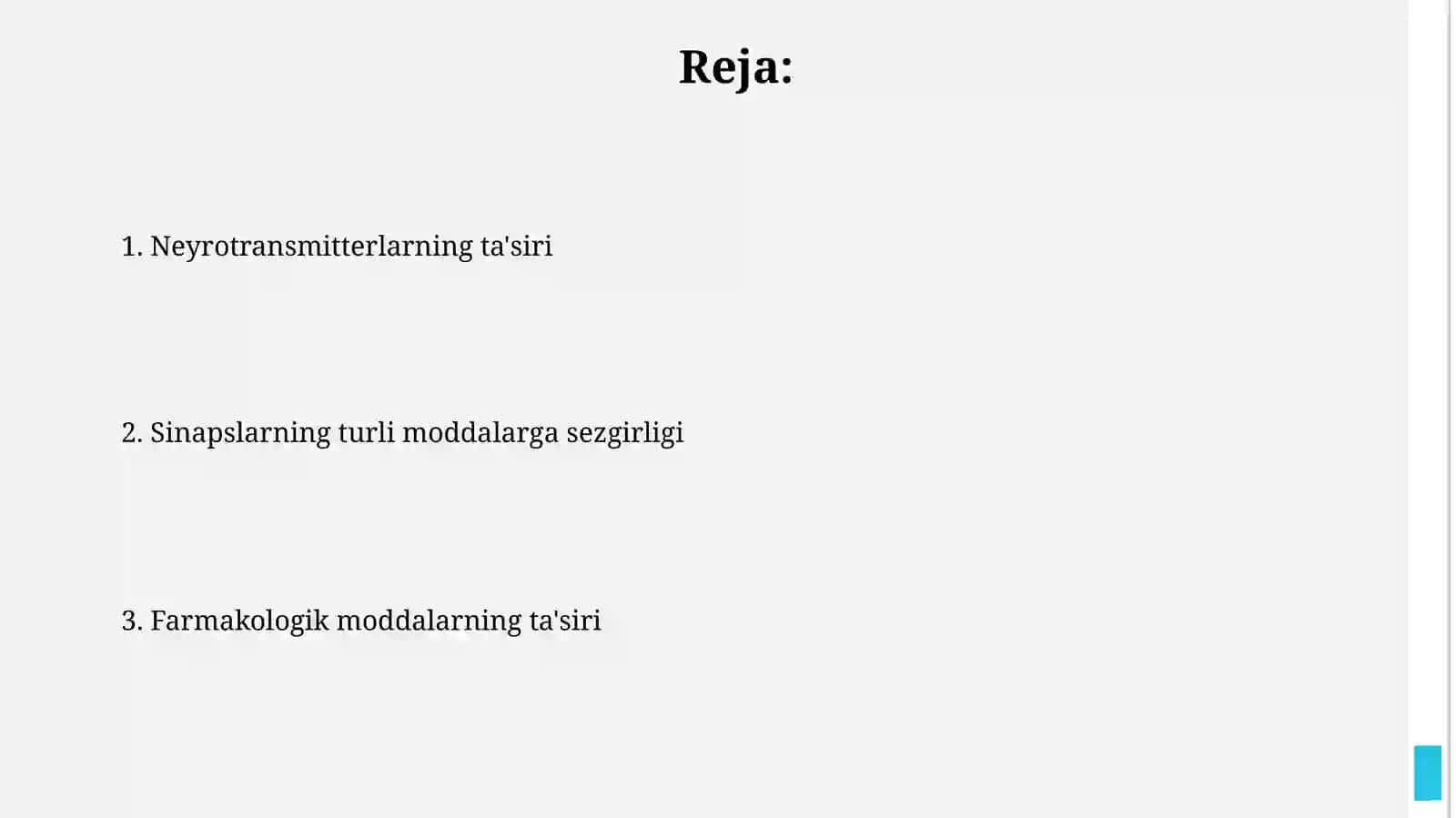 Sinapslarning turli moddalarga sezgirligi 2