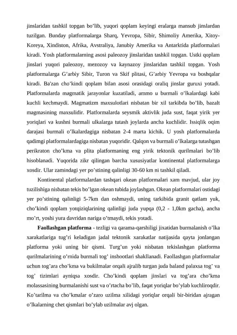 GEOSINKLINAL VA PLATFORMA VILOYATLARI HAQIDA UMUMIY TUSHUNCHA 2