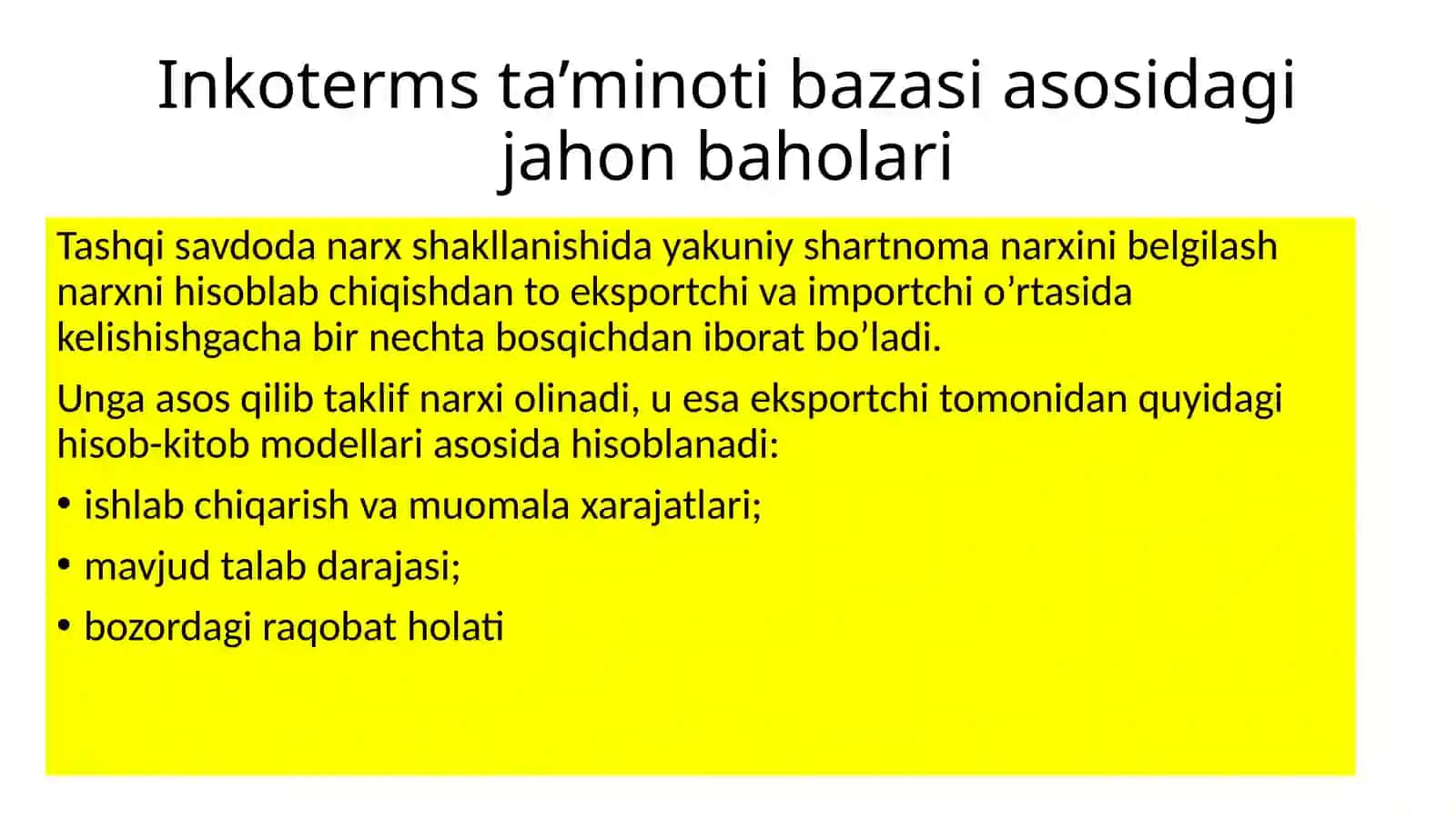 Xalqaro savdo bitimlari 2