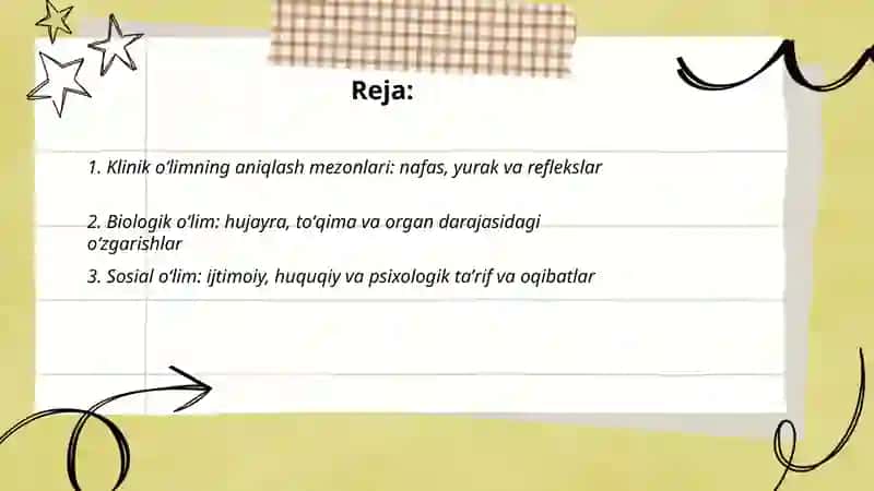 Klinik, biologik va sosial oʻlimni klinik belgilari va diagnostikasi 2