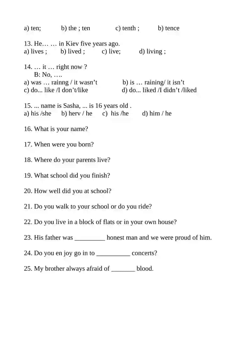 5-sinf uchun III chorak test 2