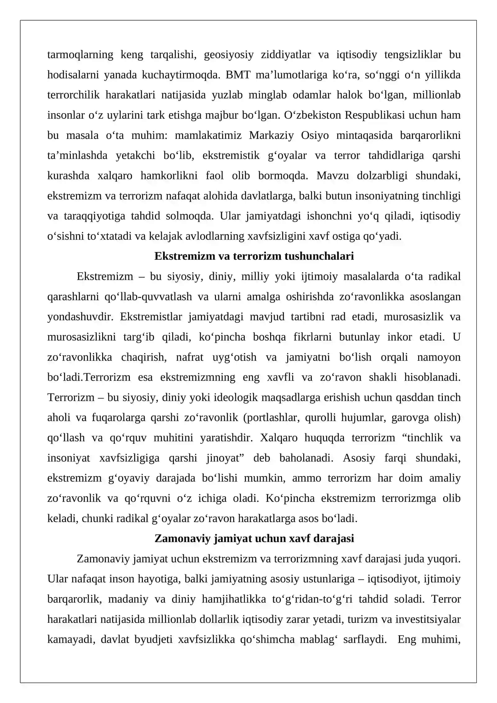 Ekstremizm va terrorizmning mohiyati va uning jamiyat barqarorligiga tahdidi 2