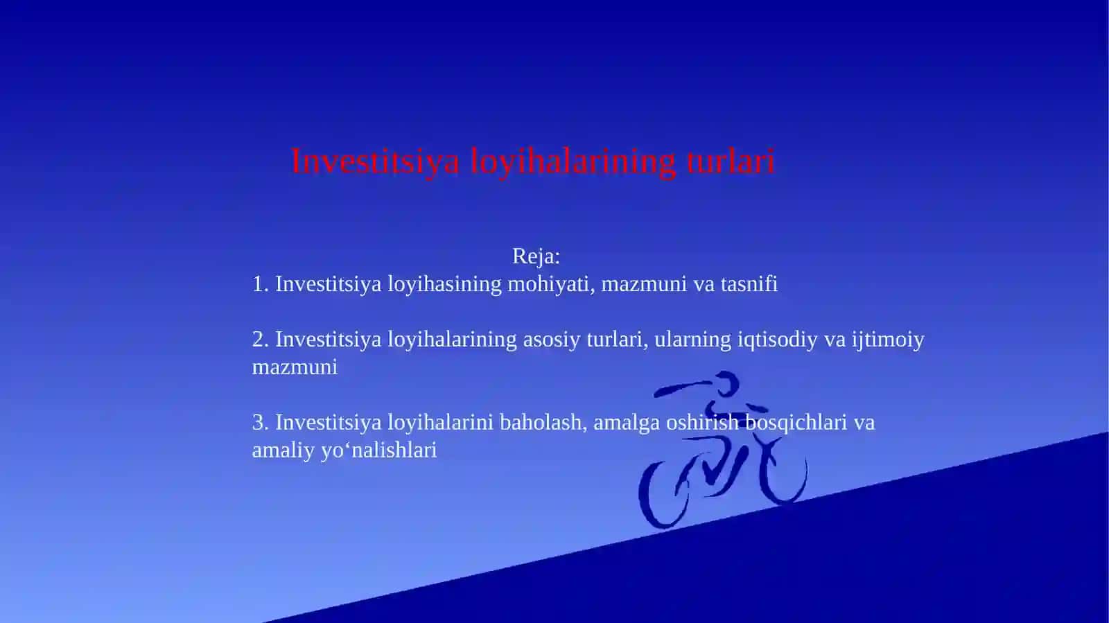 Investitsiya loyihasi tushunchasi 2