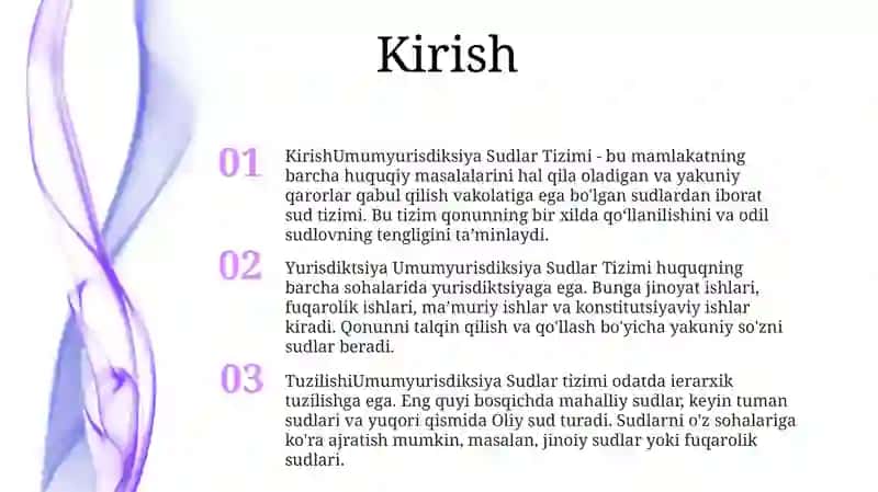 Umumyurisdiksiya Sudlar Tizimi 2