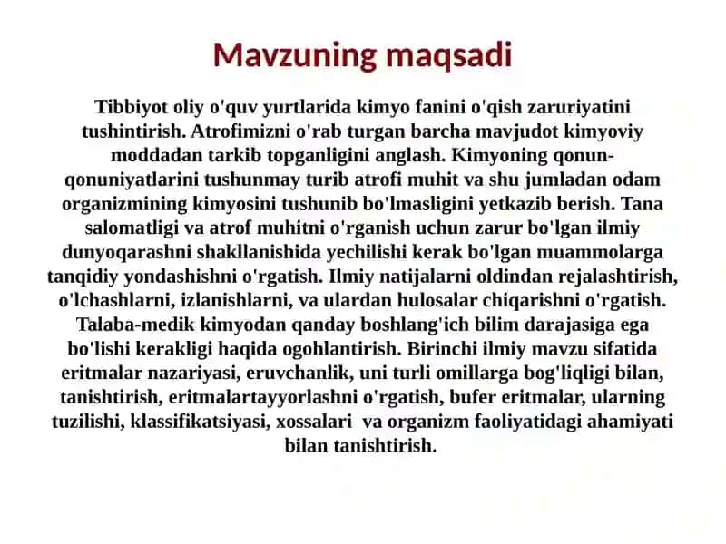 Tibbiy kimyoga kirish 2