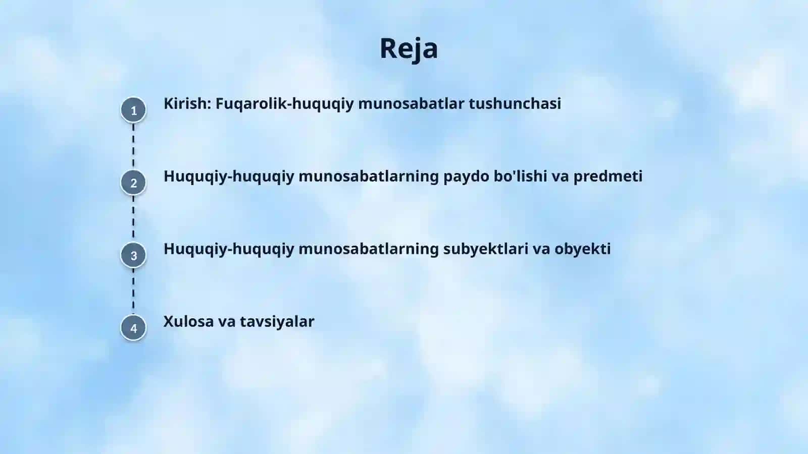 Fuqarolik tashkiliy huquqiy - munosabatlar mavjudligi. 2