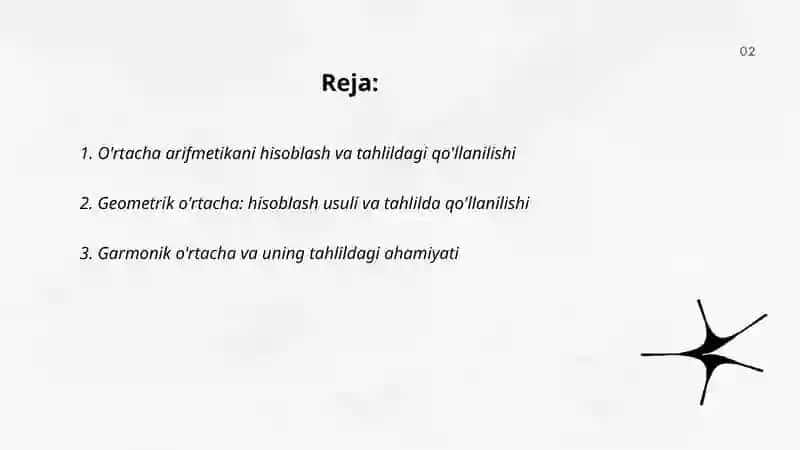 O'rtacha va nisbiy ko'rsatkichlarni hisoblash usuli 2