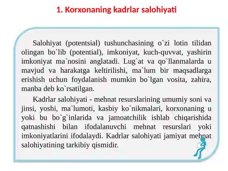 Korxonaning kadrlar salohiyati 2