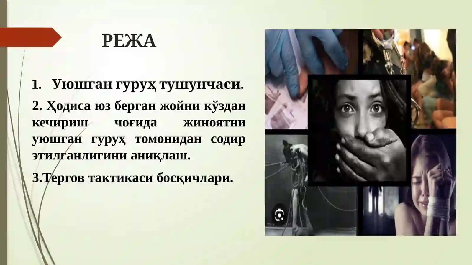 Жиноий гуруҳларни тергов қилиш 2