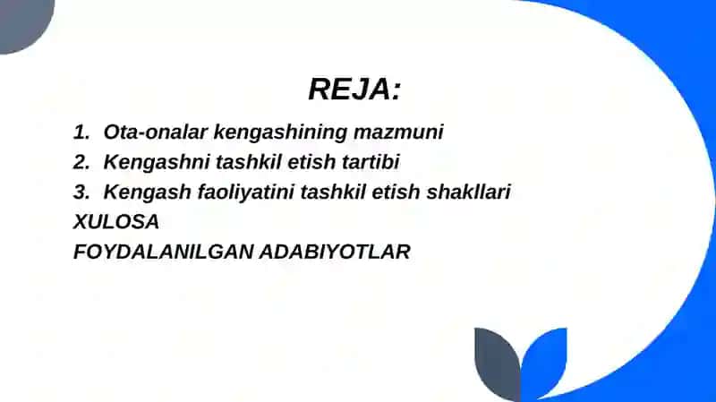 MAKTABGACHA TA’LIM TASHKILOTIDA OTA ONALAR KENGASHINI TASHKIL ETISH 2