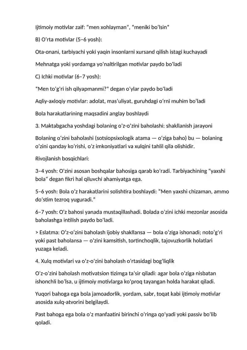 Maktabgacha Yoshdagi Bolalar Xulq Motivlarning Rivojlanishi 2