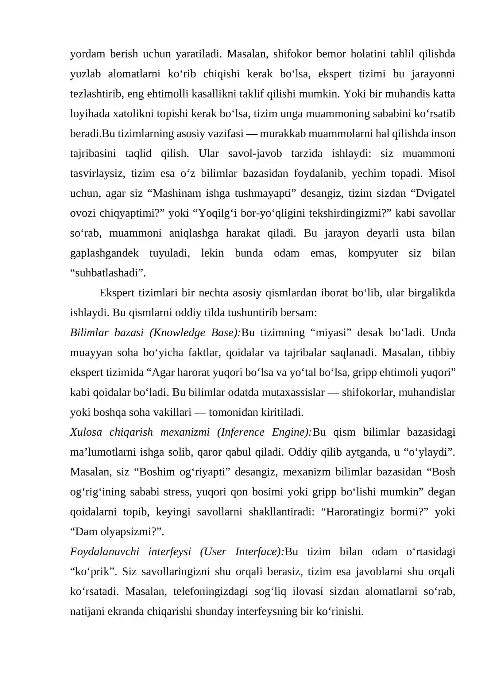 5- Laboratoriya ishi: Ekspert tizimlari 2