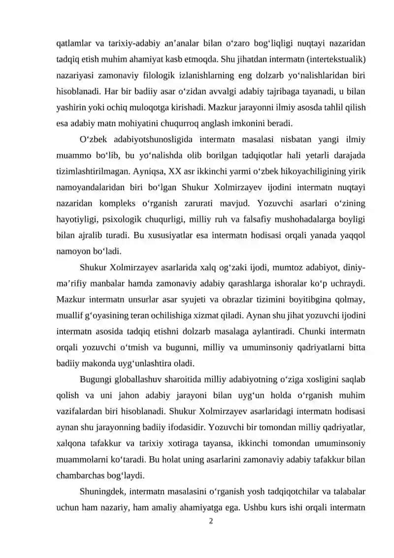 Shukur Xolmirzayev asarlarida intermatn 2