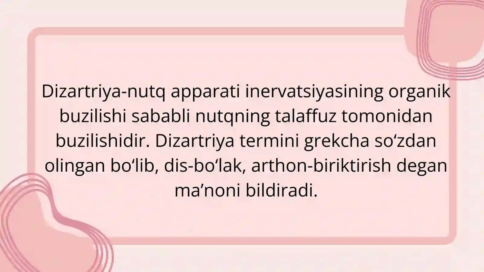 MTT yoshdagi bolalarda nutq buzilishi: dizartriya 2