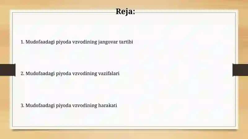 Mudofaadagi piyoda vzvodining jangovar tartibi 2