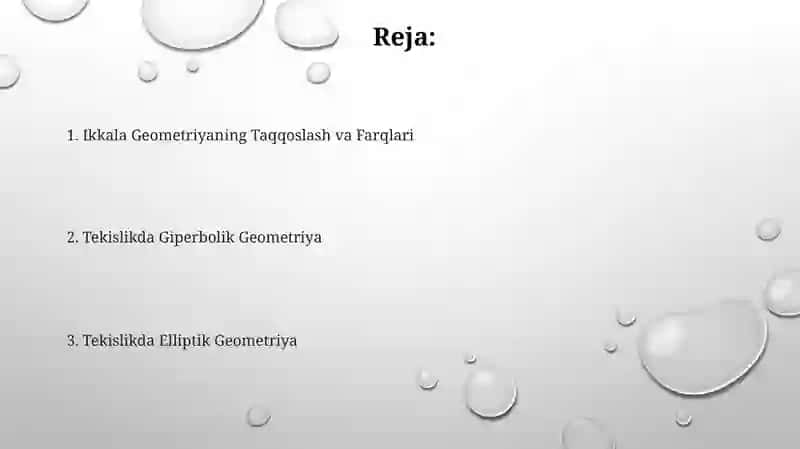 Tekislikda elliptik va giperbolik geometriya 2