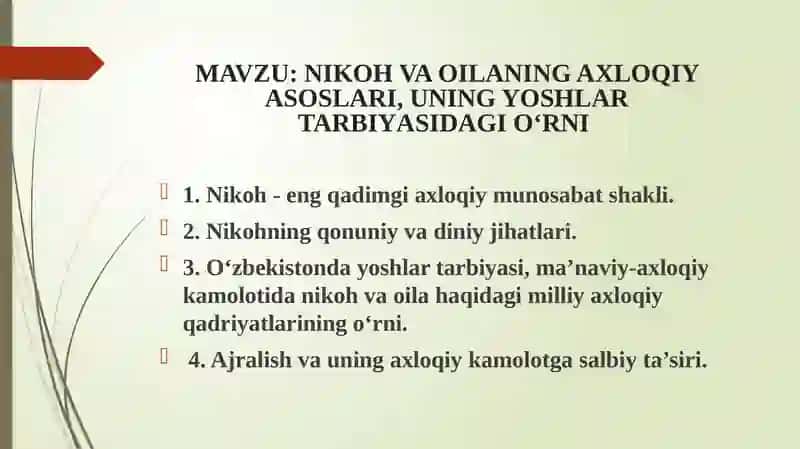 NIKOH VA OILANING AXLOQIY ASOSLARI 2