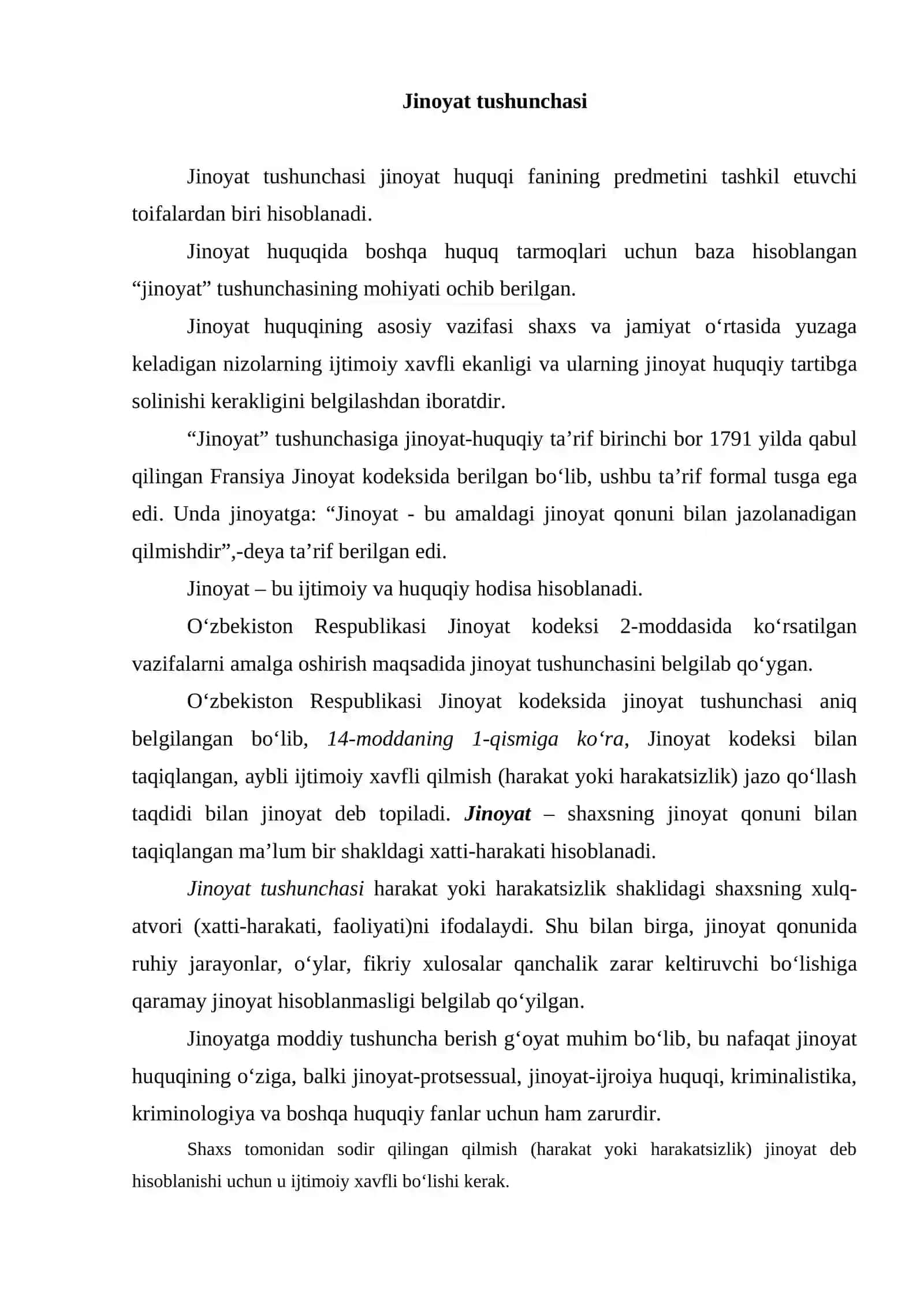 Jinoyat va jinoyatchilik tushunchasi 2