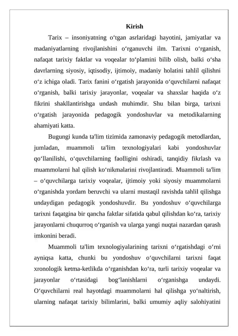 Tarixni o'qitishda muammoli ta'lim texnologiyalaridan foydalanish 2