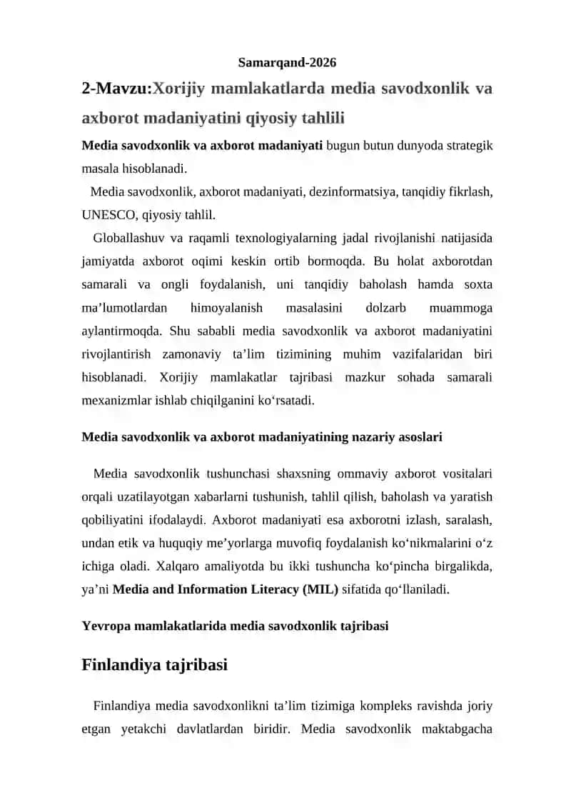 Media savodxonlik 2