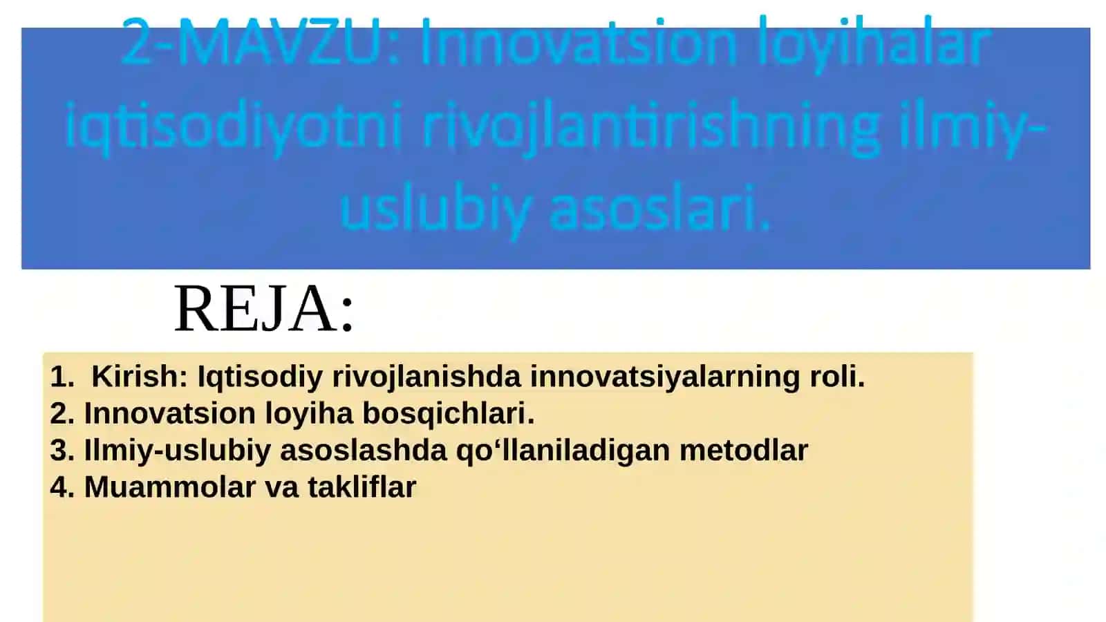 Innovatsion loyihalar ni iqtisodiy baholash 2
