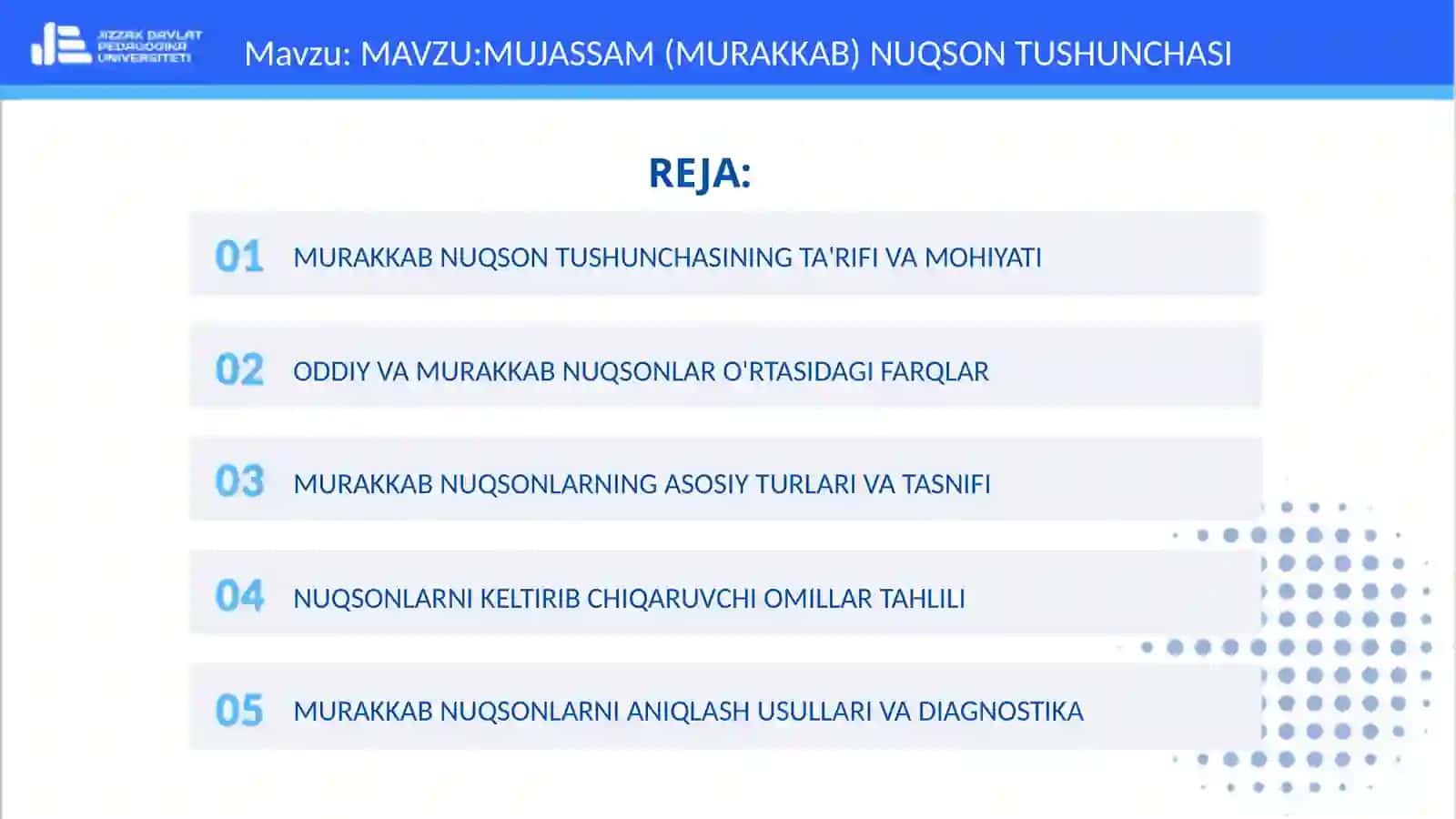 MUJASSAM (MURAKKAB) NUQSON TUSHUNCHASI 2