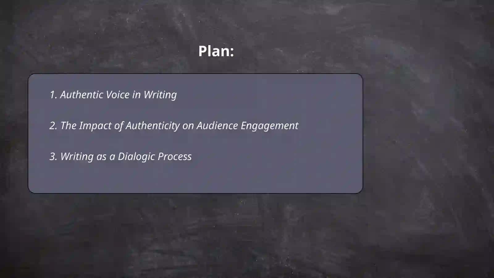 Role of authenticity; writing as an interactive process 2