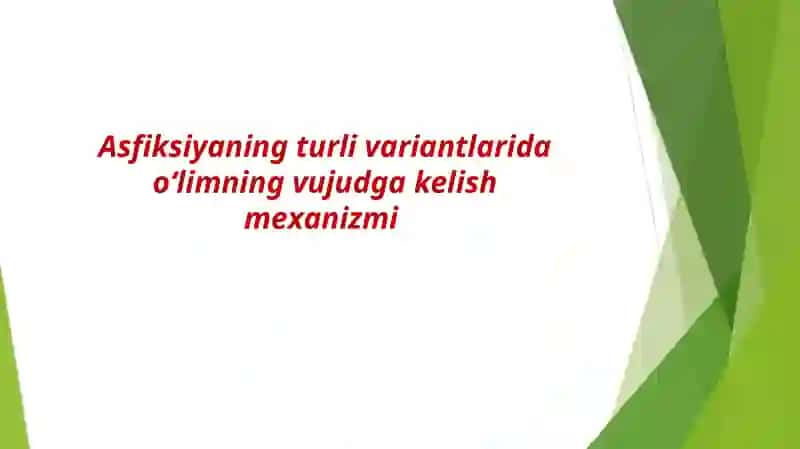 Asfiksiyaning turli variantlarida oʻlimning vujudga kelish mexanizmi 2