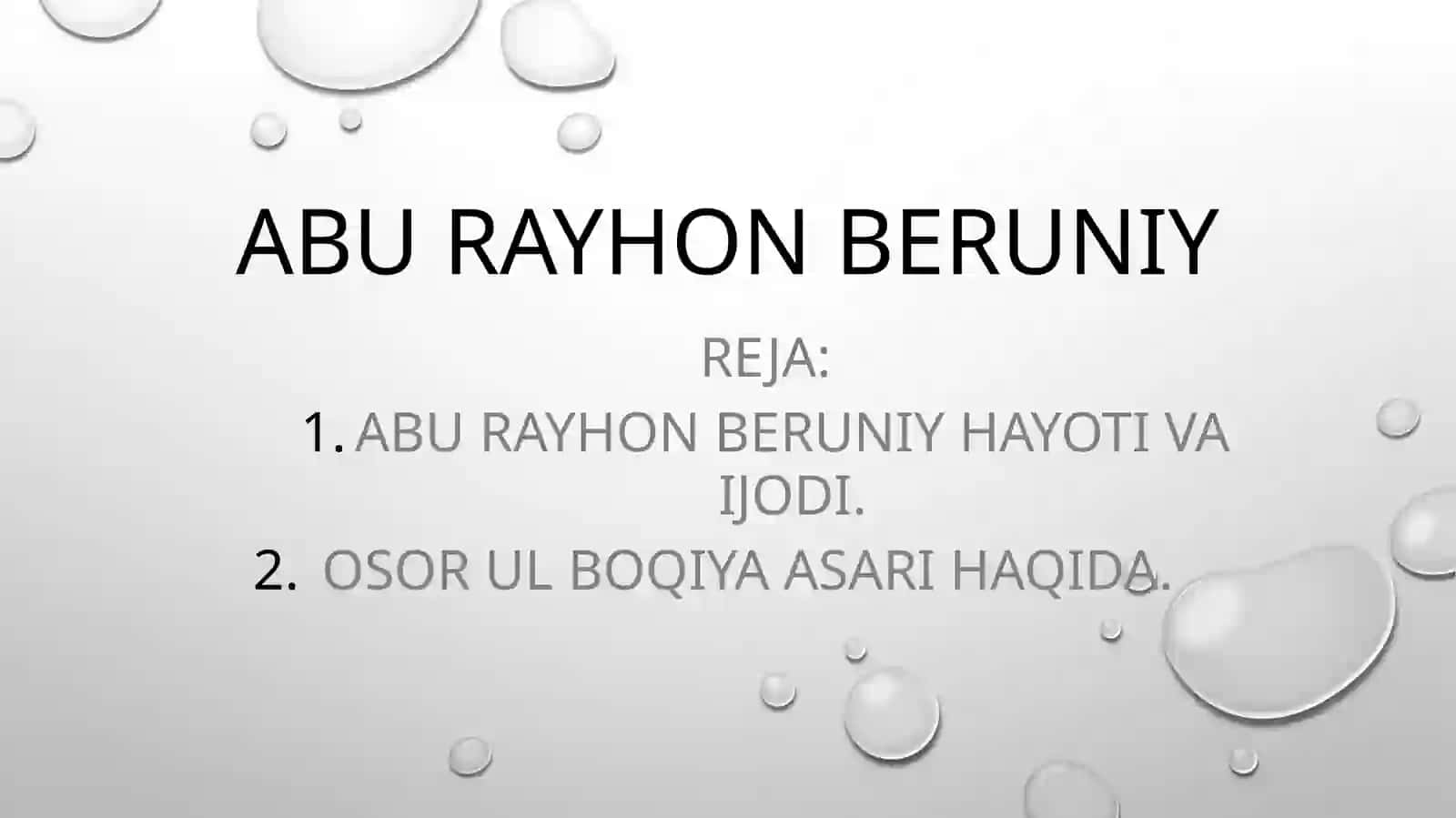 Sharq Allomali Ilmiy Merosi fanidan Mustaqil ishi. Abu Rayhon beruniy 2