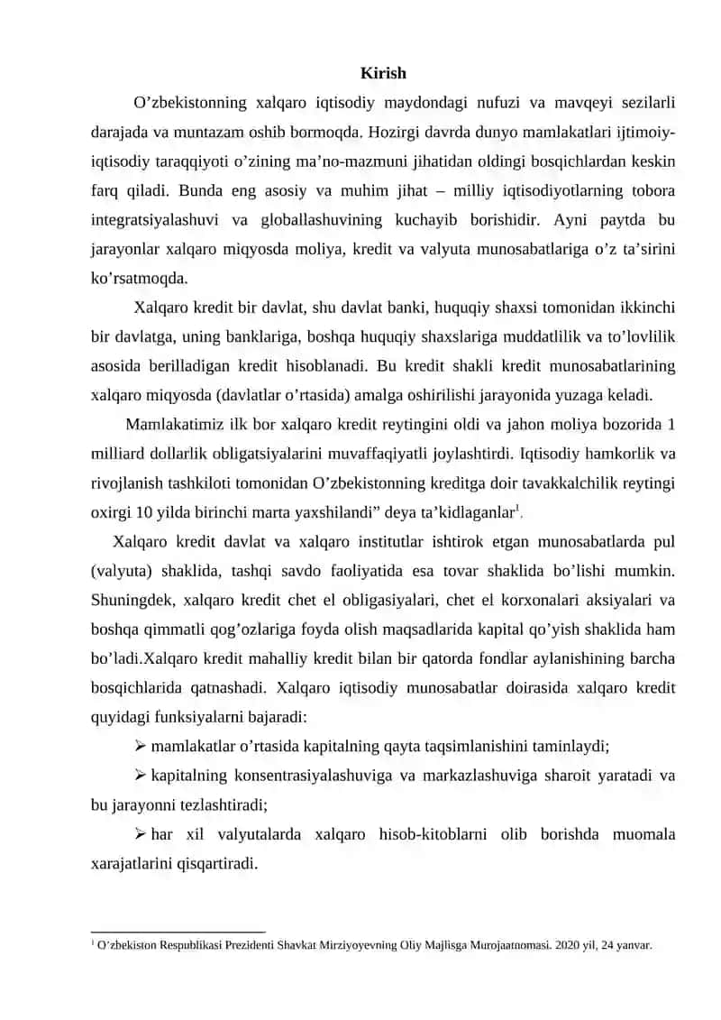Xalqaro kredit shakllari va xisob-kitob shartlarining qo'llanilishi 2