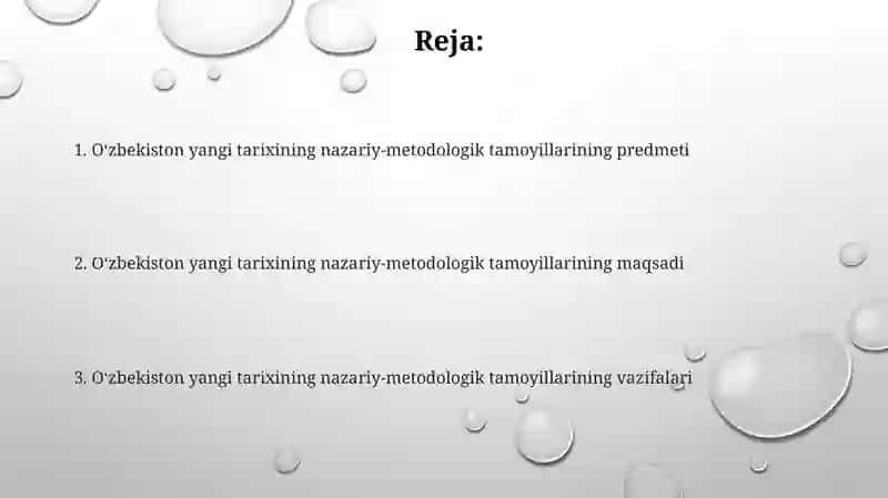 Oʻzbekistonning eng yangi tarixi fanining maqsadi, predmeti va vazifasi nazariy metodologik tamoyili 2