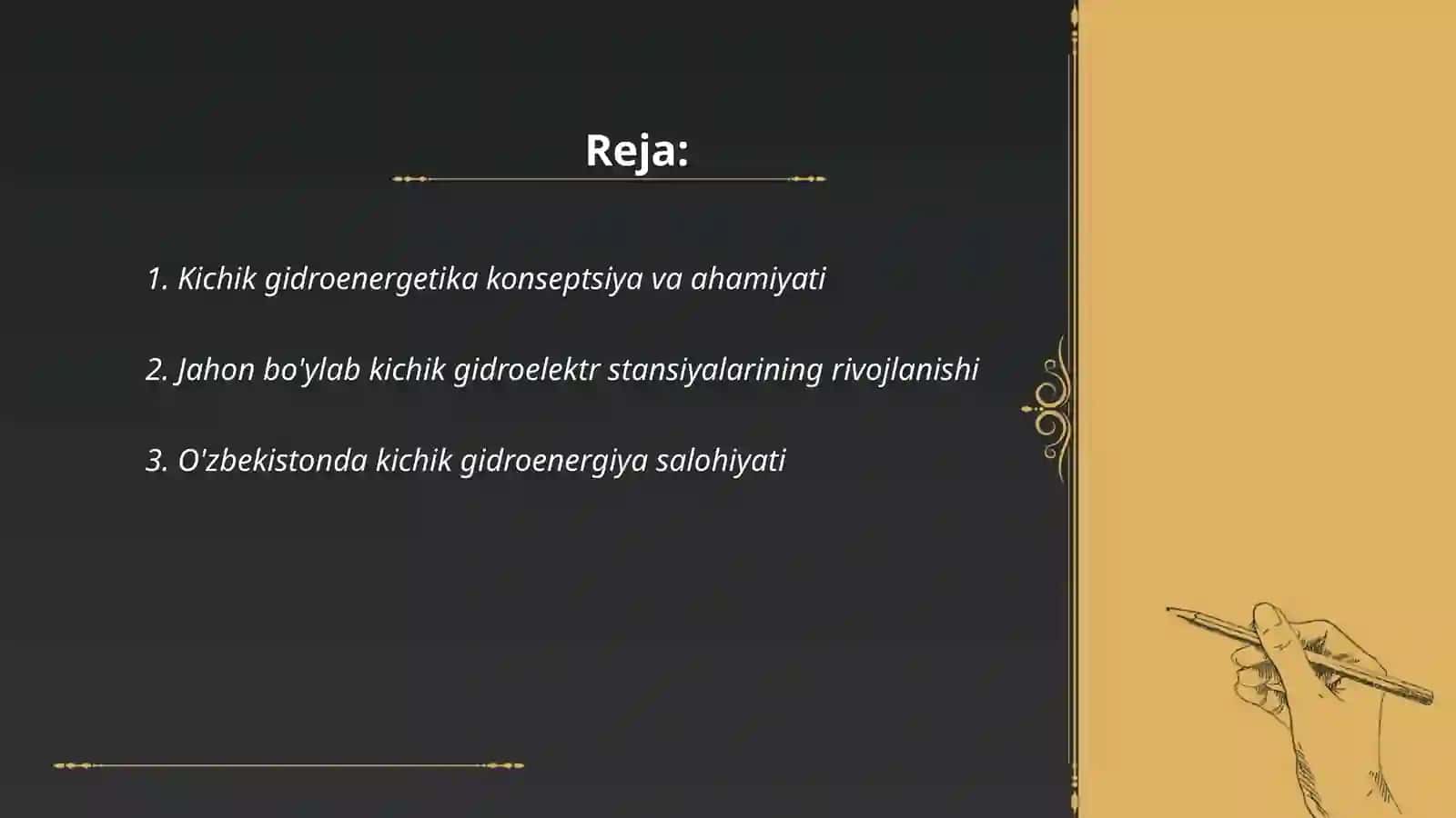 JAHON VA O'ZBEKISTON KICHIK GIDROENERGETIK POTENSIALI TAHLILI 2
