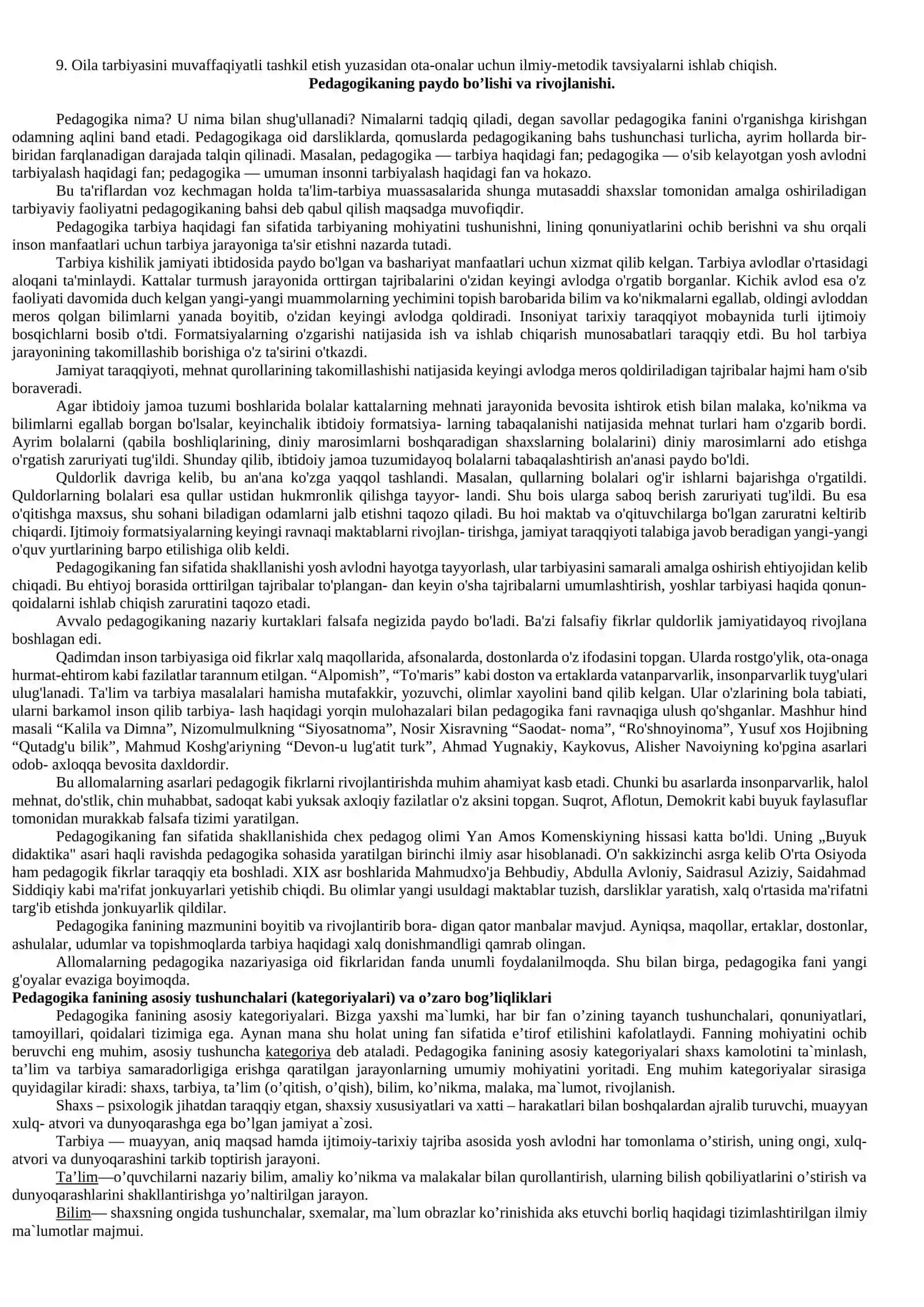 PEDAGOGIKA FANINING PREDMETI, TADQIQOT METODLARI 2