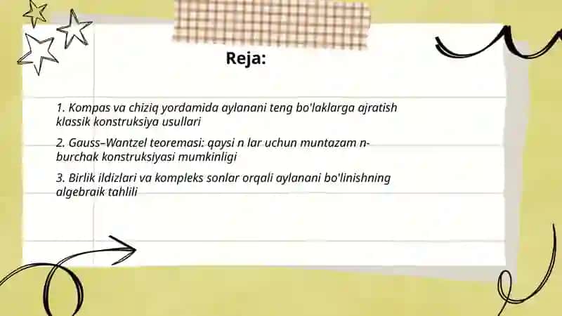 Aylanani teng bo'laklarga bo'lish usullarining qiyosiy tahlili va amaliyotdagi tadbiqi 2