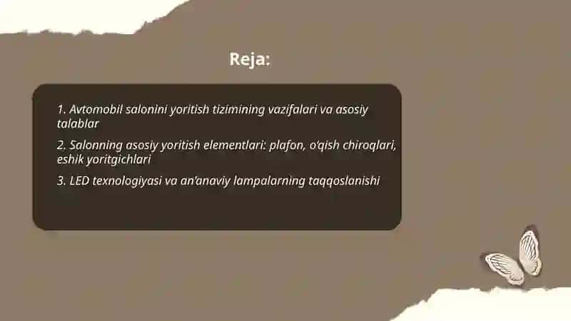 Avtomobil salonini yoritish tizimi 2