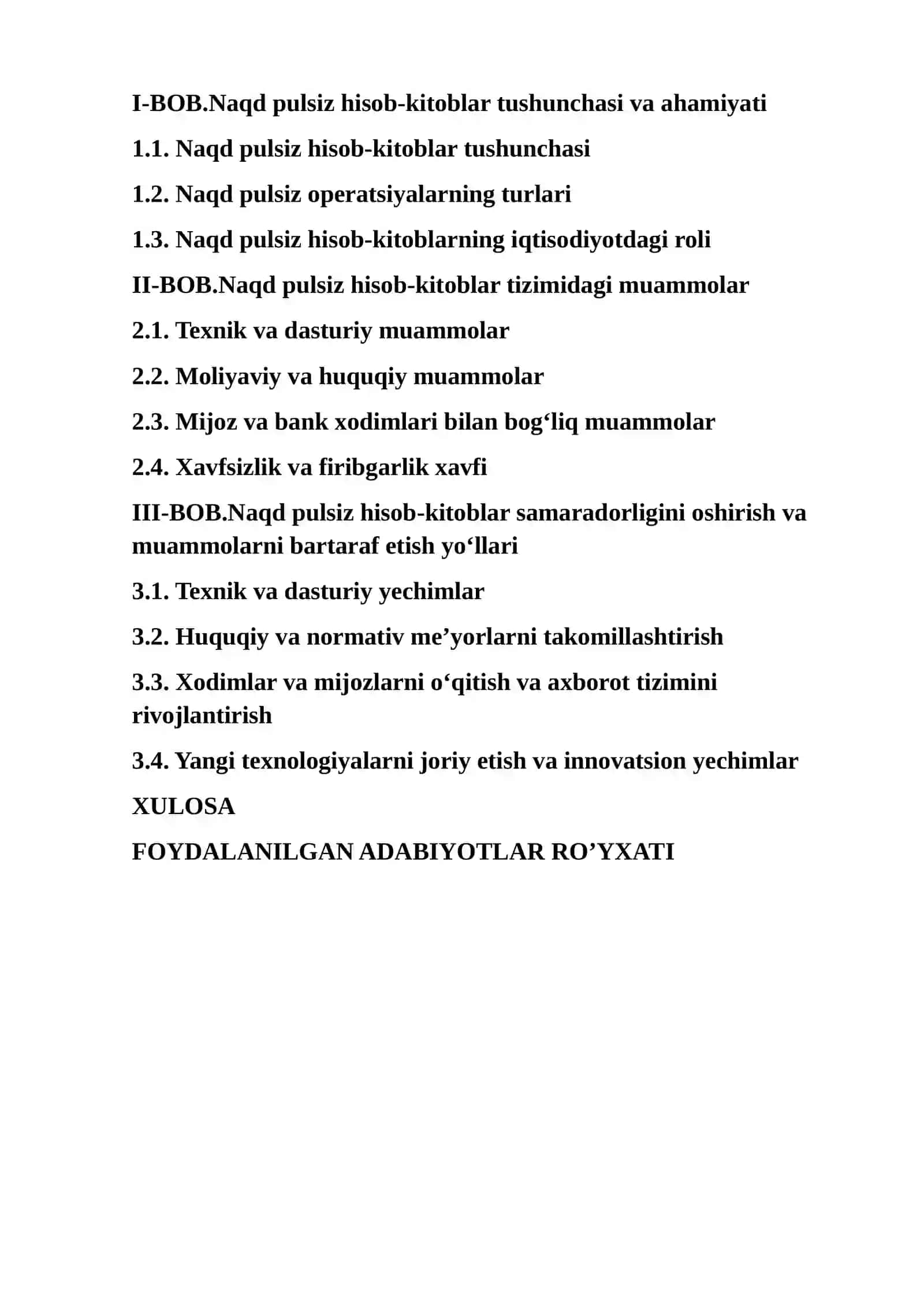 Naqd Pulsiz Hisob-kitoblar bo'yicha muammolar va ularni bartaraf etish yo'llari 2