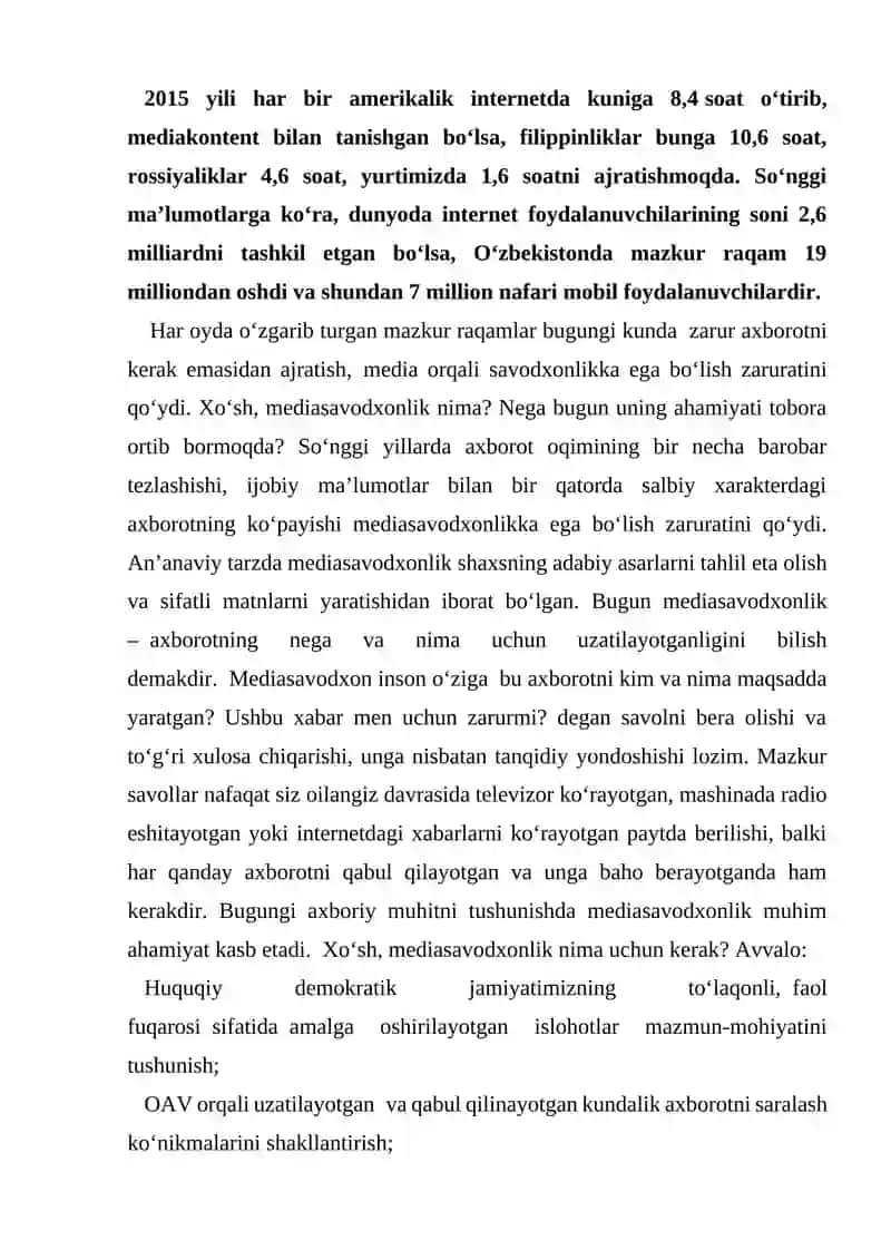 Mediasavodxonlik tushunchasi va uning ahamiyati 2