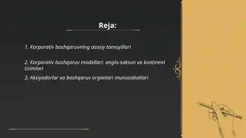 Korporativ boshqaruv tamoyillari va modellari 2