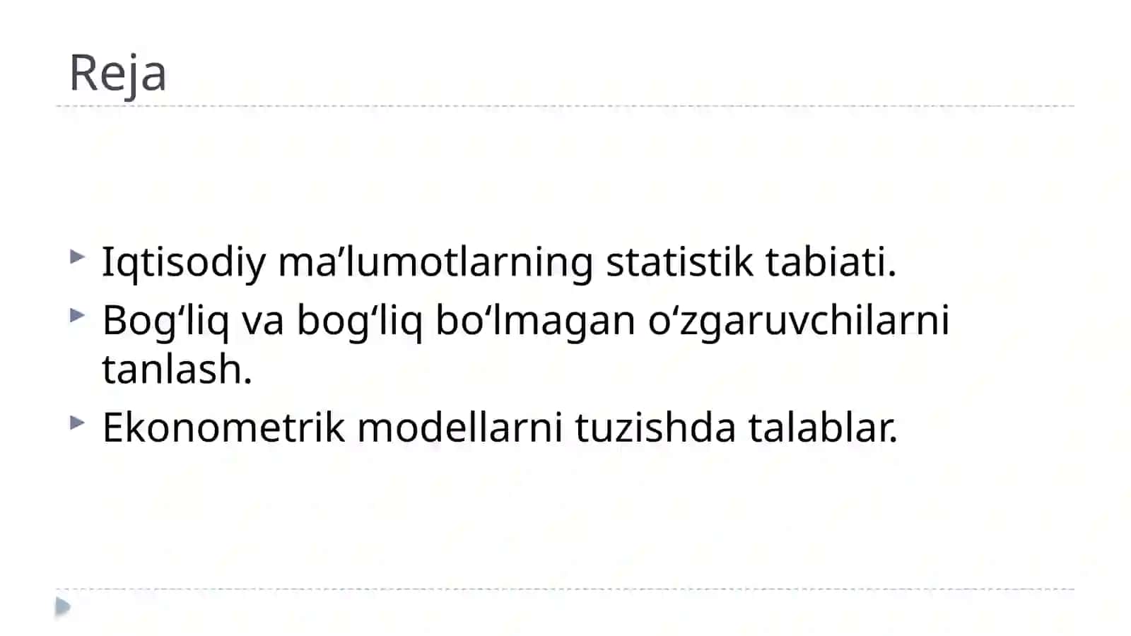 Ekonometrik modellarining axborot ta'minoti 2