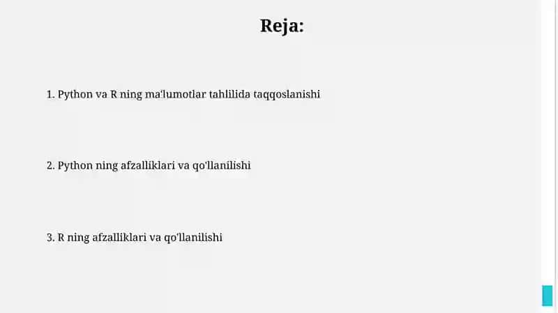 Maʼlumotlar tahlilida Python va R tillarning taqqoslanishi 2