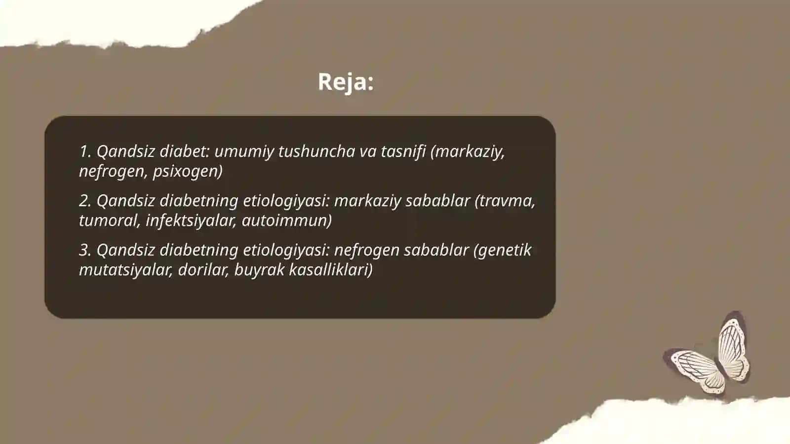 Qandsiz diabet etiologiyasi, patogenezi klinikasi va davolash 2