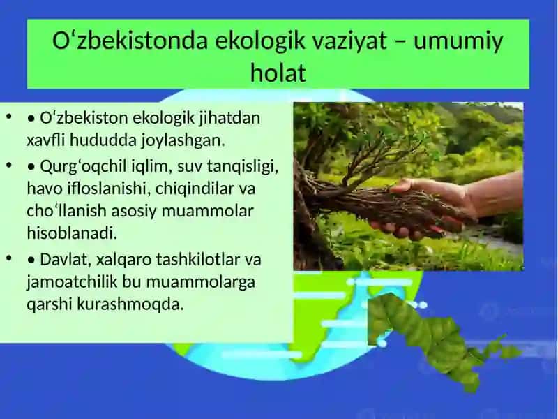 Oʻzbekistondagi ekologik muammolar va ularni bartaraf etish 2
