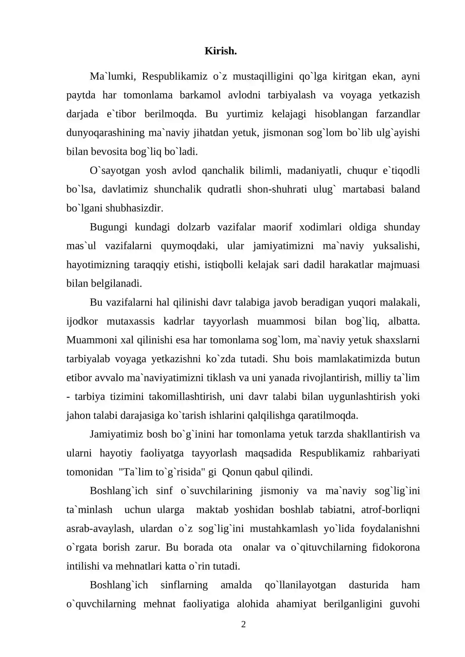 Tabiatshunoslik darslarida “O`lkamizda kuz” mavzusini pedagogik texnologiyalar asosida o`rganish 2